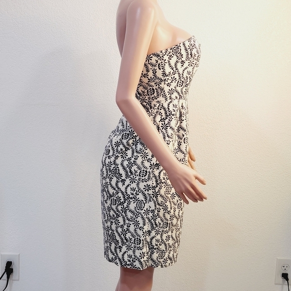 J. Crew Ella Strapless White & Black Floral Shift Cotton Blend Dress Size: 6 - Picture 12 of 16